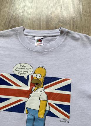 Мужская винтажная хлопковая футболка с принтом симпсоны the simpsons homer 2005 england4 фото