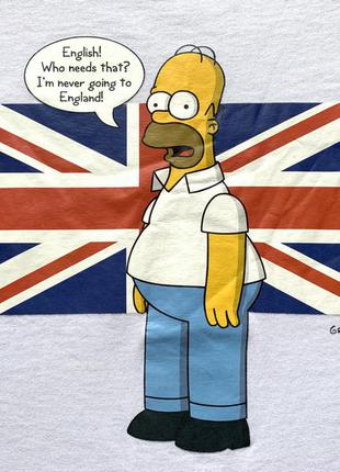 Мужская винтажная хлопковая футболка с принтом симпсоны the simpsons homer 2005 england5 фото