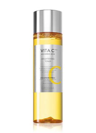 Тонер, що освітлює, з вітаміном з missha vita з plus brightening toner