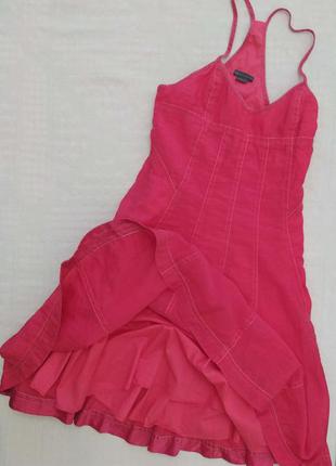 Хлопковое платье, сарафан малиновый, летний ,бэби долл