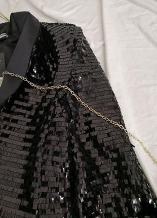 Шикарный черный пиджак, очень роскошно смотрится, длинная пайетка3 фото