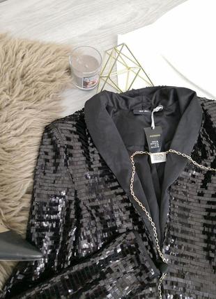 Шикарный черный пиджак, очень роскошно смотрится, длинная пайетка6 фото