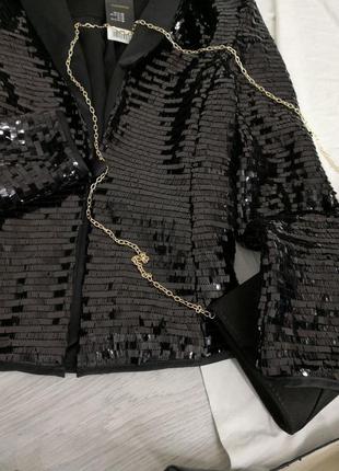 Шикарный черный пиджак, очень роскошно смотрится, длинная пайетка8 фото