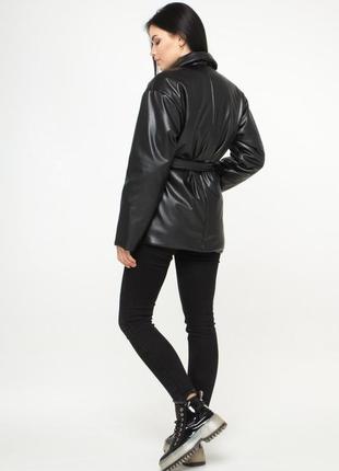Бомбическая супермодная женская куртка из матовой эко-кожи с карманами, больших размеров от s до 2xl2 фото