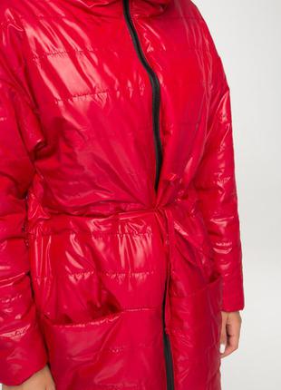 Яркая женская куртка оверсайз красного цвета с воротником, больших размеров от s до 5xl7 фото