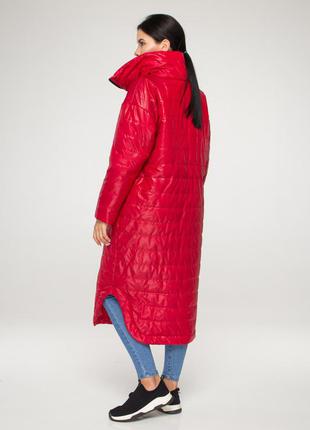 Яркая женская куртка оверсайз красного цвета с воротником, больших размеров от s до 5xl2 фото