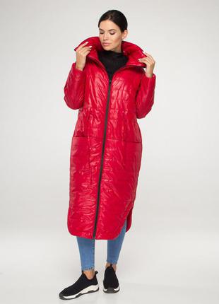Яркая женская куртка оверсайз красного цвета с воротником, больших размеров от s до 5xl6 фото