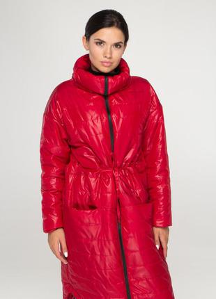 Яркая женская куртка оверсайз красного цвета с воротником, больших размеров от s до 5xl4 фото