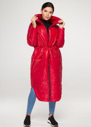 Яркая женская куртка оверсайз красного цвета с воротником, больших размеров от s до 5xl5 фото