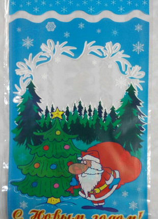 Подарунковий Пакет з плівки "новорічний", 20см х 30см