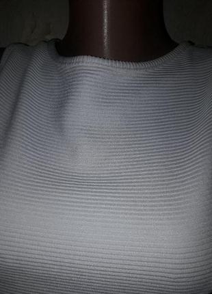 Женская белая блуза в рубчик4 фото