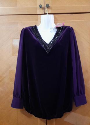 Новая бархатная нарядная блуза р.10