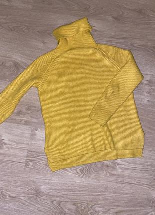 Теплый женский свитер, горчичного цвета, жёлтый свитер, размер s