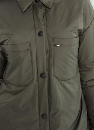 Дизайнерська демісезонна куртка-сорочка кольору хакі, великих розмірів від xs до 2xl3 фото