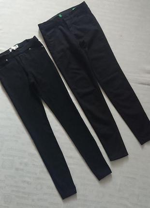 Базовые штаны/лосины в наборе из 2шт: тонкие джинсы benetton и леггинсы zebra