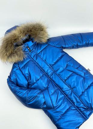 Зимове пальто з натуральним хутром єнота1 фото