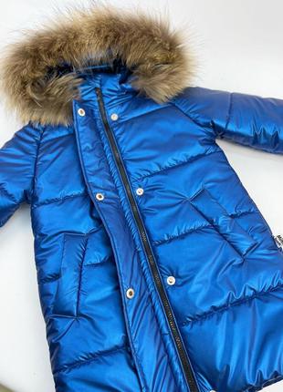 Зимове пальто з натуральним хутром єнота2 фото