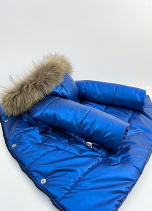 Зимове пальто з натуральним хутром єнота8 фото