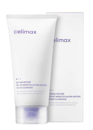 Ніжна пінка з нейтральним ph celimax derma nature relief madecica ph balancing cleansing foam