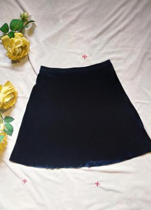 Маленькая велюровая юбка полусолнце, трапеция, цвет електрик, королевский велюр1 фото