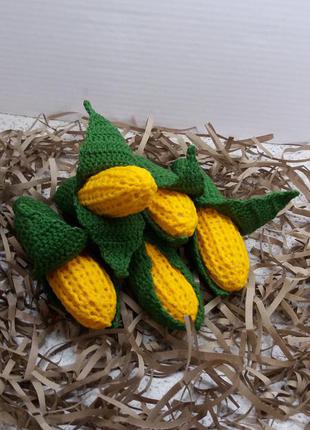 Кукуруза желтая овощи для игры подарок ручная работа набор 5 штук игра огород3 фото