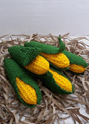 Кукуруза желтая овощи для игры подарок ручная работа набор 5 штук игра огород6 фото