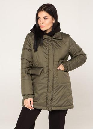 Жіноча куртка мілітарі з плащової тканини з кишенями, великих розмірів від xs до 2xl