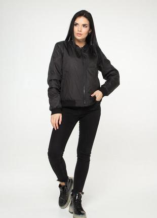 Двухсторонняя женская короткая куртка бомбер с манжетами, больших размеров от 44 до 525 фото
