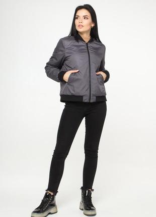 Двухсторонняя женская короткая куртка бомбер с манжетами, больших размеров от 44 до 522 фото