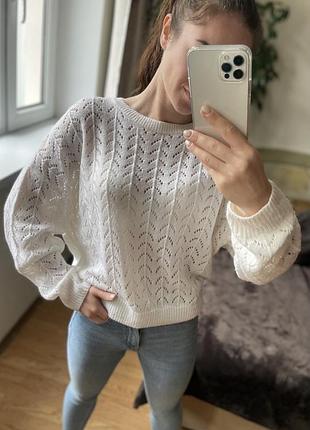Білий плетений светр mango