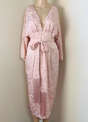 Платье-кимоно из мягкого жаккарда с поясом с бахромой asos6 фото