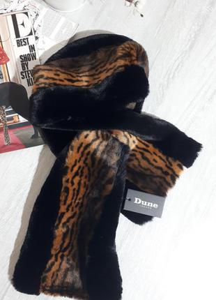Хутряний шарф петля dune/чорний шарф хомут леопардовий принт/шарф з петлею1 фото