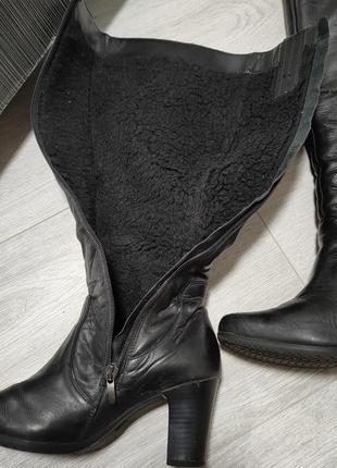 Зимние кожаные сапоги на каблуке, 36-37 размер2 фото