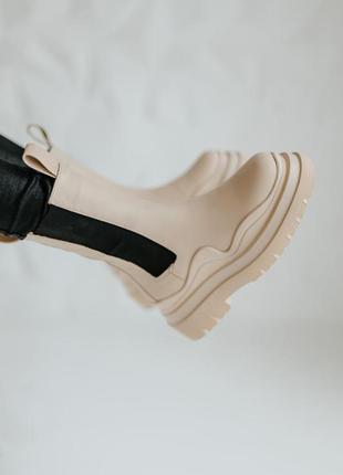 Bottega veneta mid beige premium  зимние женские ботинки ботега венета7 фото