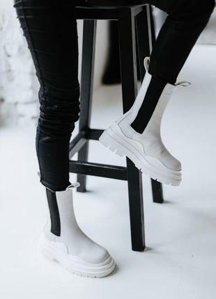 Bottega veneta mid white premium  зимние женские ботинки ботега венета2 фото