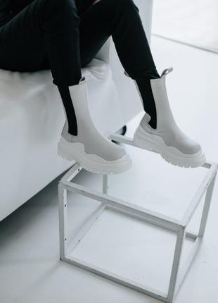 Bottega veneta mid white premium  зимние женские ботинки ботега венета8 фото