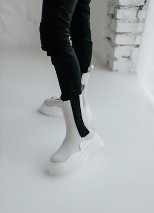 Bottega veneta mid white premium  зимние женские ботинки ботега венета9 фото