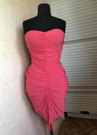 Красивое розовое платье бюстье1 фото