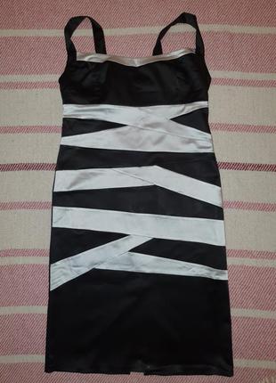 Атласное черно-белое платье2 фото