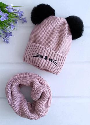 Зимний комплект шапка и хомут1 фото