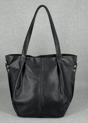Містка шкіряна чорна сумка-шопер і клатч, кольори в асортименті6 фото