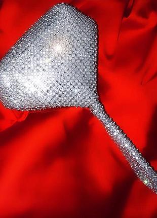 Роскошная люкс сумочка камни стразы серебро и черная