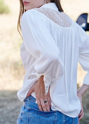 Блуза молочного цвета с кружевом laure+max (yuka), франция5 фото