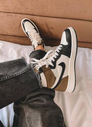 Nike air jordan retro 1 dark mocha женские кроссовки найк аир джордан