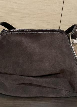 Замшевая сумка шоколадного цвета