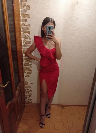 Красное коктельное платье2 фото