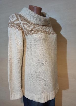 Теплый свитер реглан джемпер кофта орнамент шерсть люрекс bhs3 фото