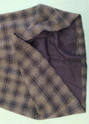 Шерстяная твидовая юбка в клетку, Англия, винтаж, шерсть5 фото