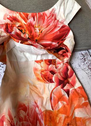 Платье coast вечернее нарядное в крупных цветах принт пионы офисное миди футляр летнее4 фото