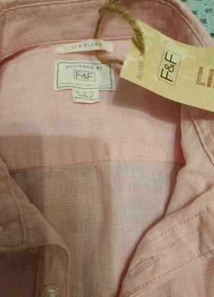 Новая льняная рубашка нежно розового цвета s3 фото